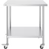 imageVEVOR Stainless Steel Work Table 30 x 48 x 38 Inch with 4 Wheels 3 Adjustable Height Levels Heavy Duty Food Prep Worktable for Commercial Kitchen Restaurant Silver30 x 18 x 38 Inch