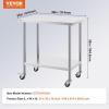 imageVEVOR Stainless Steel Work Table 30 x 48 x 38 Inch with 4 Wheels 3 Adjustable Height Levels Heavy Duty Food Prep Worktable for Commercial Kitchen Restaurant Silver24 x 36 x 38 Inch