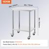 imageVEVOR Stainless Steel Work Table 30 x 48 x 38 Inch with 4 Wheels 3 Adjustable Height Levels Heavy Duty Food Prep Worktable for Commercial Kitchen Restaurant Silver24 x 30 x 38 inch