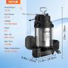 imageVEVOR Submersible Sump Pump 05HP 4188GPH 24 ft Lift Cast Iron Sewage Water Pump with 10 ft Power Cord and Automatic Float Switch Stainless Steel for Clean Flooded Basement Yard Farm Sewer05 HP