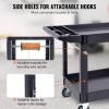 imageVEVOR Utility Service Cart 2 Shelf 550LBS Heavy Duty Plastic Rolling Utility Cart with 360 Swivel Wheels 2 with Brakes Large Lipped Shelf Ergonomic Storage Handle for WarehouseGarageCleaning