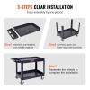 imageVEVOR Utility Service Cart 2 Shelf 550LBS Heavy Duty Plastic Rolling Utility Cart with 360 Swivel Wheels 2 with Brakes Large Lipped Shelf Ergonomic Storage Handle for WarehouseGarageCleaning