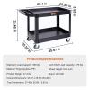 imageVEVOR Utility Service Cart 2 Shelf 550LBS Heavy Duty Plastic Rolling Utility Cart with 360 Swivel Wheels 2 with Brakes Large Lipped Shelf Ergonomic Storage Handle for WarehouseGarageCleaning