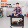 imageVEVOR Utility Service Cart 2 Shelf 550LBS Heavy Duty Plastic Rolling Utility Cart with 360 Swivel Wheels 2 with Brakes Large Lipped Shelf Ergonomic Storage Handle for WarehouseGarageCleaning