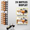 imageVEVOR Wall Mounted Wine Rack 12x2 Bottles Wine Holder Towel Rack Black Steel Vertical Wine Rack Modern Decorative Wall Mounted Wine Bottle Holder Forward Design Simple Storage Wall Rack 48x11x1 In