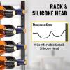 imageVEVOR Wall Mounted Wine Rack 12x2 Bottles Wine Holder Towel Rack Black Steel Vertical Wine Rack Modern Decorative Wall Mounted Wine Bottle Holder Forward Design Simple Storage Wall Rack 48x11x1 In