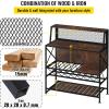 imageVEVOR Wine Rack Home Bar Table Industrial Liquor Storage Cabinets with Glass Holder Bakers Rack Freestanding with Large Capacity for Home Kitchen Dining Room Hold 12 Bottles of Wine Rustic BrownRustic Brown