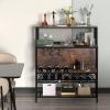 imageVEVOR Wine Rack Home Bar Table Industrial Liquor Storage Cabinets with Glass Holder Bakers Rack Freestanding with Large Capacity for Home Kitchen Dining Room Hold 12 Bottles of Wine Rustic BrownRustic Brown