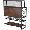 imageVEVOR Wine Rack Home Bar Table Industrial Liquor Storage Cabinets with Glass Holder Bakers Rack Freestanding with Large Capacity for Home Kitchen Dining Room Hold 12 Bottles of Wine Rustic BrownRustic Brown