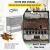 imageVEVOR Wine Rack Home Bar Table Industrial Liquor Storage Cabinets with Glass Holder Bakers Rack Freestanding with Large Capacity for Home Kitchen Dining Room Hold 12 Bottles of Wine Rustic BrownRustic Brown
