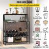 imageVEVOR Wine Rack Home Bar Table Industrial Liquor Storage Cabinets with Glass Holder Bakers Rack Freestanding with Large Capacity for Home Kitchen Dining Room Hold 12 Bottles of Wine Rustic BrownRustic Brown