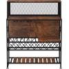 imageVEVOR Wine Rack Home Bar Table Industrial Liquor Storage Cabinets with Glass Holder Bakers Rack Freestanding with Large Capacity for Home Kitchen Dining Room Hold 12 Bottles of Wine Rustic BrownRustic Brown
