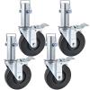 imageVEVOR 4 Pack 5quot Scaffolding Wheels  1quot Solid Stem Rubber Wheels with Dual Locking Heavy Duty Casters 330LBS Capacity5 Square Tube Stem