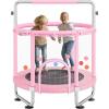 imageVEVOR 5FT Trampoline 50quot55quot56  35quot for IndoorOutdoor use for Toddlers Foldable Mini Baby with Foam Handle Recreational Birthday GiftPink