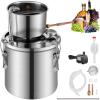 imageVEVOR Alcohol Still 3 Gal  114 L Stainless Steel Water Alcohol Distiller with Coil Cooling Home Brewing Refining Fermentation Kit with Dual Display Thermometer for Wine Whisky Brandy Silver3Gal