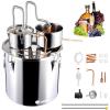 imageVEVOR Alcohol Still 5Gal  19L Alcohol Distiller with Thumper Keg Distillery Kit for Alcohol with Copper Tube Buildin Thermometer ampamp Water Pump for Wine Whisky Brandy13 Gal