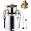 imageVEVOR Alcohol Still 8 Gal  30 L Stainless Steel Water Alcohol Distiller with Copper Coil Home Brewing Refining Fermentation Kit with Thermometer ampamp Pump for Wine Whisky Brandy Silver8 Gal
