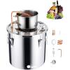 imageVEVOR Alcohol Still 8 Gal  30 L Stainless Steel Water Alcohol Distiller with Copper Coil Home Brewing Refining Fermentation Kit with Thermometer for Wine Whisky Brandy Silver8Gal