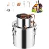 imageVEVOR Alcohol Still 8 Gal  30 L Stainless Steel Water Alcohol Distiller with Copper Coil Home Brewing Refining Fermentation Kit with Thermometer for Wine Whisky Brandy Silver5Gal