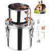imageVEVOR Alcohol Still 8 Gal  30 L Stainless Steel Water Alcohol Distiller with Copper Coil Home Brewing Refining Fermentation Kit with Thermometer for Wine Whisky Brandy Silver3Gal