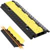 imageVEVOR Cable Protector Ramp 4 Packs 2 Channels Rubber Modular Speed Bumps Rated 11000 LBS Load Capacity Protective Wire Cord Ramp Driveway Rubber Traffic Speed Bumps Hump Cable Protector1 Pack