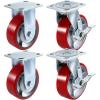 imageVEVOR Caster Wheels Set of 4 6quot Heavy Duty Casters 2 Rigid and 2 Swivel Casters with Side Brake Polyurethane Iron Core Plate 4000LBS Capacity