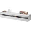 imageVEVOR Floating TV Stand 71 in Wall Mount Entertainment Center with Power Outlet ampamp LED Lights Modern Floating TV Shelf with Semi Door Storage Cabinet for DVD Player Cable Box Game Console BlackWhite