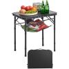 imageVEVOR Folding Camping Table Adjustable Height Aluminum MDF Outdoor Portable Lightweight for Cooking Beach Picnic Travel 24 x 16 inchBlack