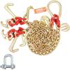 imageVEVOR G80 V Bridle Chain 516quot x 3 Towing Chain Bridle with R Hooks T Hooks J Hooks and Grab Hooks Transport Tow Chain Bridle with 10800 lbs Safe Working Load for Flatbed Truck Wrecker Recovery516Inch x 3FT
