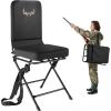 imageVEVOR Hunting Chair 360 Silent Swivel Foldable Lightweight Portable Blind Chair HeavyDuty Steel Frame Ground Stool Seat with Armrest Adjustable Carry Strap 300 Lbs Capacity for Fishing CampingThickened Seat Cushion