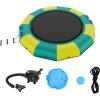 imageVEVOR Inflatable Water Bouncer 12ft Recreational Water Trampoline Portable Bounce Swim Platform with 3Step Ladder ampamp Electric Air Pump Kids Adults Floating Rebounder for Pool Lake Water Sports