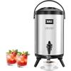 imageVEVOR Insulated Beverage Dispenser 15 Gal6L Stainless Steel Thermal Drink Server with Spigot ampamp Temp Display Suitable for Hot and Cold Drinks for Tea Coffee Water in Cafes ampamp Restaurants Silver2Gal 76L 1Pack