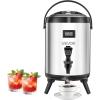 imageVEVOR Insulated Beverage Dispenser 15 Gal6L Stainless Steel Thermal Drink Server with Spigot ampamp Temp Display Suitable for Hot and Cold Drinks for Tea Coffee Water in Cafes ampamp Restaurants Silver15Gal 6L 1Pack