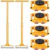 imageVEVOR Machine Skate 6T Machinery Skate Dolly 13228 lbs Machinery Moving Skate Machinery Mover Skate with 360 Rotation Cap and PU Directional Rollers Heavy Duty Industrial Moving Equipment Yellowwith 135in handle