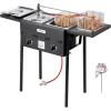 imageVEVOR Outdoor Propane Deep Fryer DualTank 8QTx2 Commercial Fryer Stainless Steel Cooker with Foldable Platform Dual Basket and Heat Adjustment Floor Standing Fryers for Restaurant Home Snack Bar