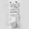 imageVEVOR Over The Toilet Storage 3Tier Adjustable Over Toilet Bathroom Organizer Bamboo Storage Shelf Rack with 3 Hooks Freestanding Easy Assembly Laundry Space Saver Fit Most Toilets WhiteWhite