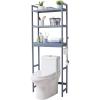 imageVEVOR Over The Toilet Storage 3Tier Adjustable Over Toilet Bathroom Organizer Bamboo Storage Shelf Rack with 3 Hooks Freestanding Easy Assembly Laundry Space Saver Fit Most Toilets WhiteGrey
