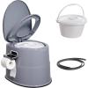 imageVEVOR RV Toilet for Camping Portable Toilet with 13 Gal Detachable Inner Bucket ampamp Removable Paper Holder Commode with Dual Lids Travel Toilet for Outdoor Camping Car Long Road TripsNo Waste Tank