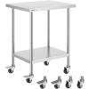 imageVEVOR Stainless Steel Work Table 30 x 48 x 38 Inch with 4 Wheels 3 Adjustable Height Levels Heavy Duty Food Prep Worktable for Commercial Kitchen Restaurant Silver24 x 30 x 38 inch