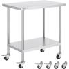 imageVEVOR Stainless Steel Work Table 30 x 48 x 38 Inch with 4 Wheels 3 Adjustable Height Levels Heavy Duty Food Prep Worktable for Commercial Kitchen Restaurant Silver24 x 36 x 38 Inch