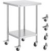 imageVEVOR Stainless Steel Work Table 30 x 48 x 38 Inch with 4 Wheels 3 Adjustable Height Levels Heavy Duty Food Prep Worktable for Commercial Kitchen Restaurant Silver24 x 24 x 38 Inch
