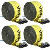 imageVEVOR Truck Straps 4quot x30 Heavy Duty Tie Down wFlat Hooks 18000lbs Break Strength WLL 6000lbs Cargo Straps tie Down for Flatbeds Trucks Trailers Farms Rescues Tree Saver Yellow10 PackYellow