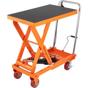 imageVEVOR 1100 LBS Hydraulic Lift Table Cart with 11quot354quot Lift Range Hydraulic Scissor Cart with NonSlip Pad ampamp 4 Wheels Manual Single Scissor Lift for Material Handling and Transportation
