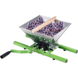 imageVEVOR 18 Gal7L Fruit and Apple Crusher Large Manual Grinder Stainless Steel Fruit Scratter Pulper for Wine Cider Apple Grape Pressing with Roller Handle for Kitchen Home Green