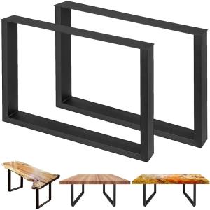 imageVEVOR 28 Inch Adjustable Furniture Legs Square Reinforced Steel Office Table Legs Set of 2 for DIY Max Load 1000 lbs Heavy Duty Desk Legs Quick Instalation ampamp Rich Accessories Legs Black28H x 35W
