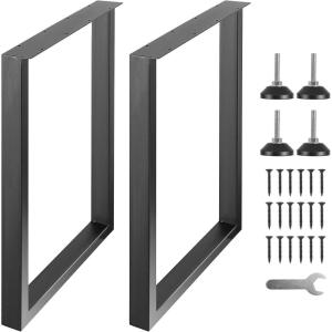 imageVEVOR 28 Inch Adjustable Furniture Legs Square Reinforced Steel Office Table Legs Set of 2 for DIY Max Load 1000 lbs Heavy Duty Desk Legs Quick Instalation ampamp Rich Accessories Legs Black28H x 177W