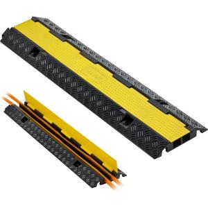 imageVEVOR 3 PCs 2 Channel Rubber Cable Protector Ramp 12000 lbsaxle Capacity Heavy Duty Hose Wire Cover Ramp Driveway Traffic Speed Bump wFlipOpen Top Cover for IndoorampampOutdoor2 Channel1PC