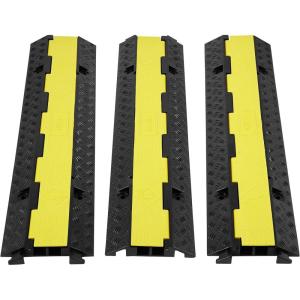 imageVEVOR 3 PCs 2 Channel Rubber Cable Protector Ramp 12000 lbsaxle Capacity Heavy Duty Hose Wire Cover Ramp Driveway Traffic Speed Bump wFlipOpen Top Cover for IndoorampampOutdoor2 Channel3PCs