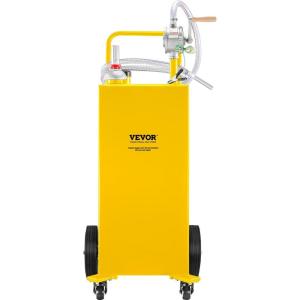 imageVEVOR 30 Gallon Fuel Caddy Fuel Storage Tank on 2 Wheels Portable Gas Caddy with Manual Transfer Pump Gasoline Diesel Fuel Container for Cars Lawn Mowers ATVs Boats More RedYellow