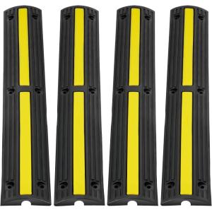 imageVEVOR 328 ft Cable Protector Ramp 4 Pack of 1 Channel 18000 lbsaxle Capacity Heavy Duty Rubber Speed Bumps Floor Cord Cable Protector Wire Cover for Residential Areas Private Garages Gardens1 Channel4PCS